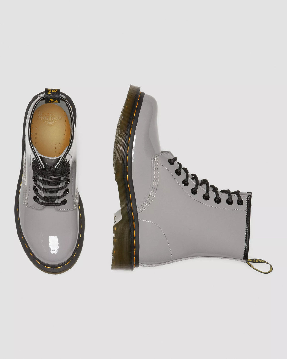 DR. MARTENS - Bottines 1460 vernies FLUO - Gris