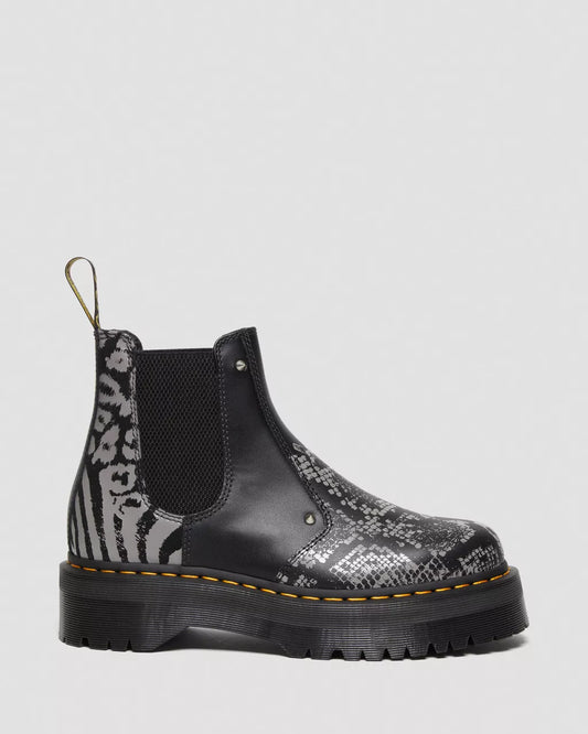 DR. MARTENS - Bottines 2976 QUAD ANIMAL - Noir/gris
