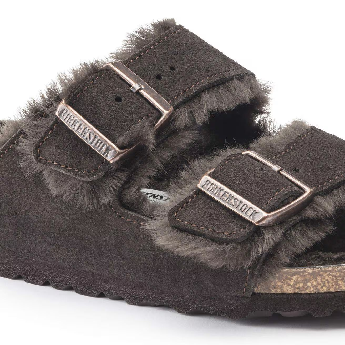 BIRKENSTOCK - Sandale ARIZONA Suède - Fourrure d'angeau - Mocca