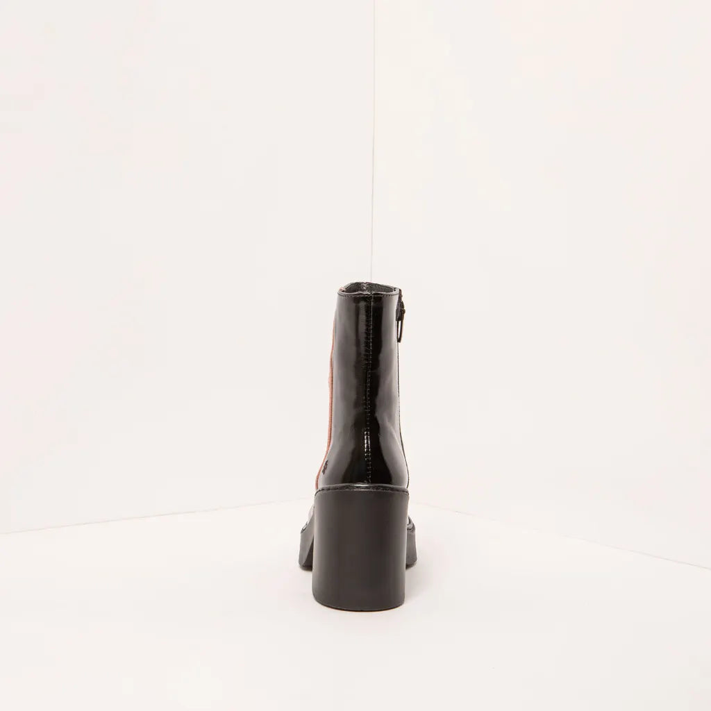 ART COMPANY - Bottine Berna - Bordeaux noir et corail brillant