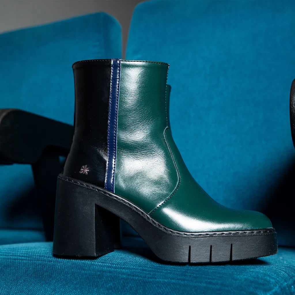 ART COMPANY - Bottine Berna - Vert et noir brillant
