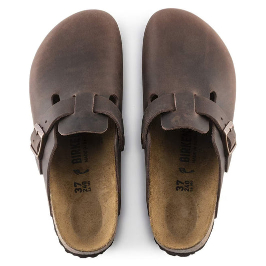 BIRKENSTOCK - Mule BOSTON - Cuir huilé - Lit de pied souple - Habana