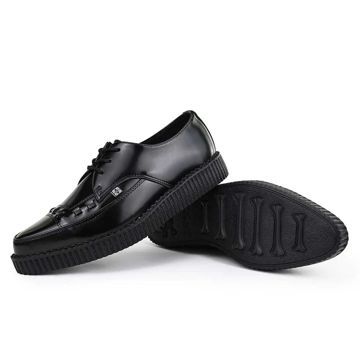 TUK - Creepers basses pointues - Cuir - Noir