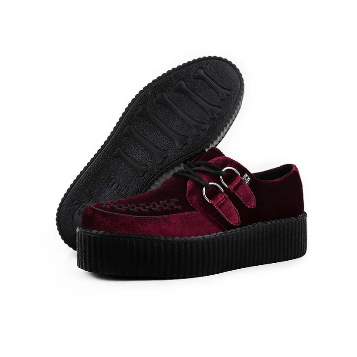 TUK - Creepers à plateforme - Velours - Bordeaux