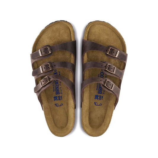 BIRKENSTOCK- Mule FLORIDA - Lit de pied souple - Cuir huilé - Habana