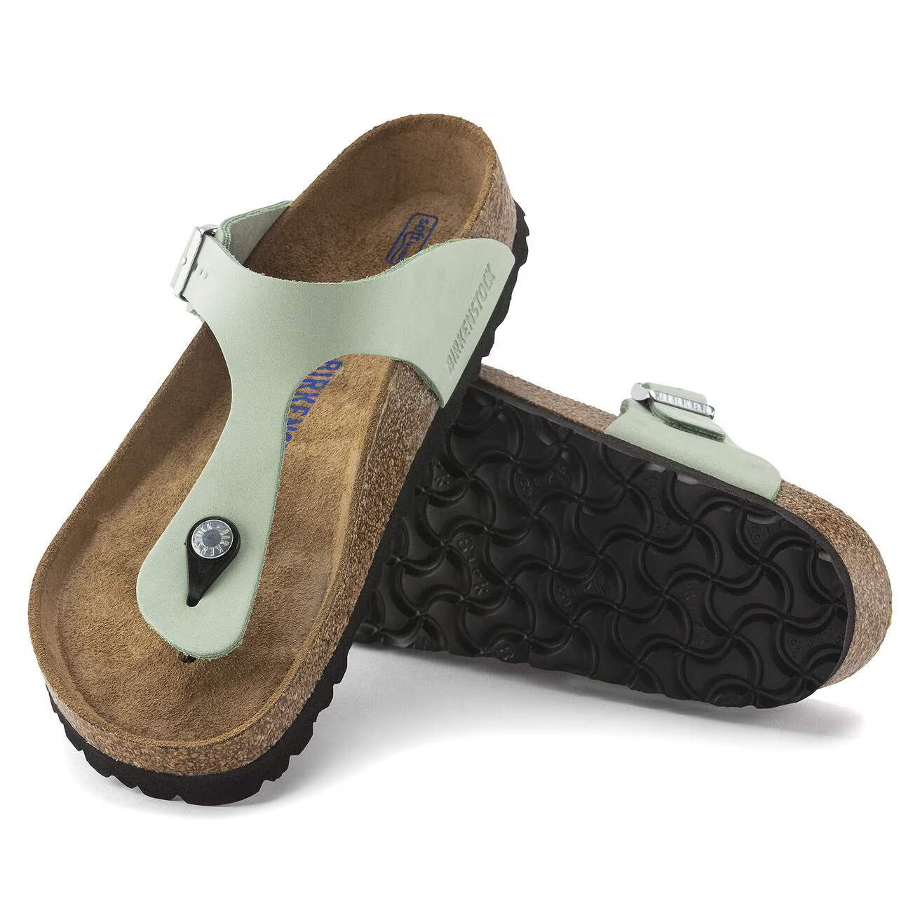 BIRKENSTOCK - Mule GIZEH - Lit de pied souple - Nubuck - Vert matcha