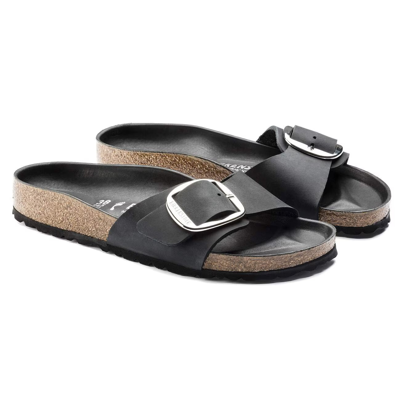 BIRKENSTOCK - Mule MADRID - Grosse boucle - Cuir huilé - Noir