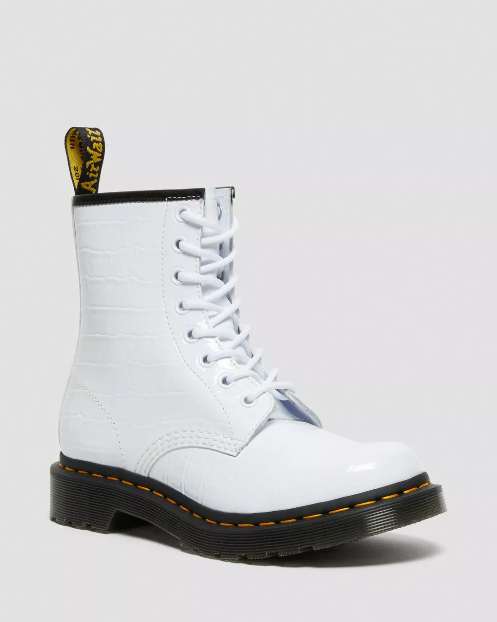DR. MARTENS - Bottines 1460 CROC - Blanc vernies