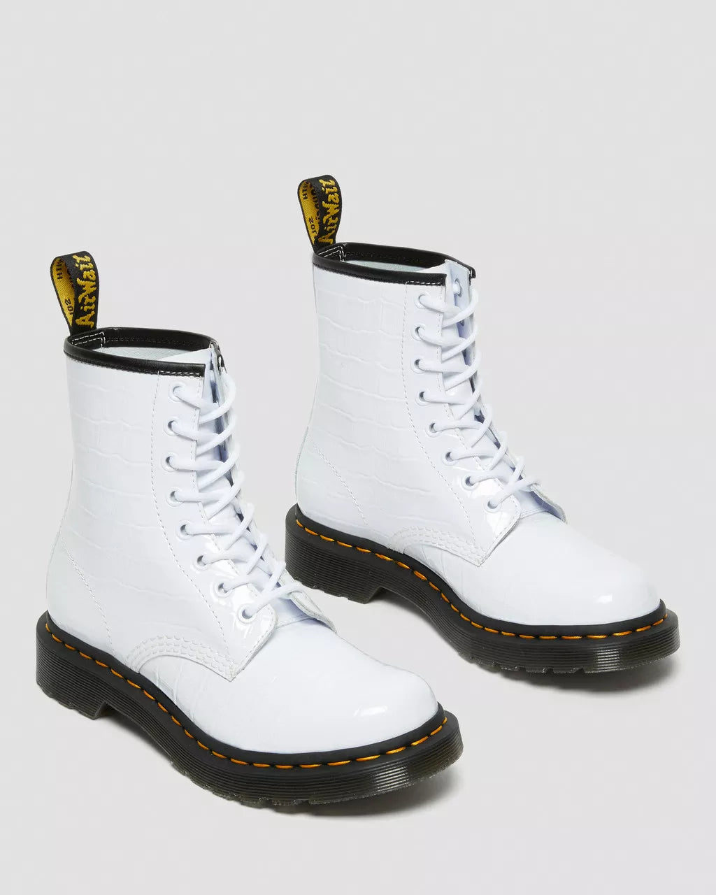 DR. MARTENS - Bottines 1460 CROC - Blanc vernies