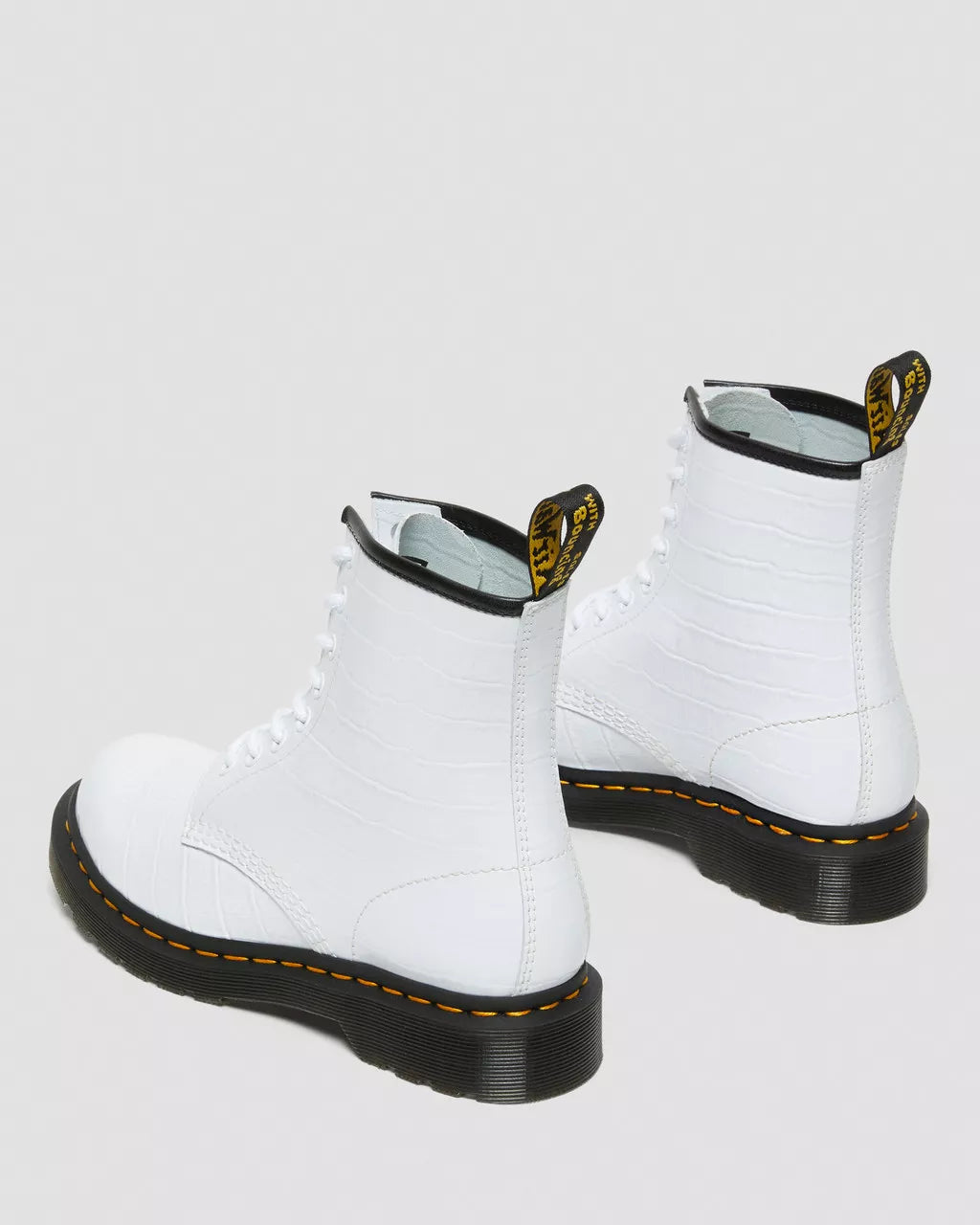 DR. MARTENS - Bottines 1460 CROC - Blanc vernies