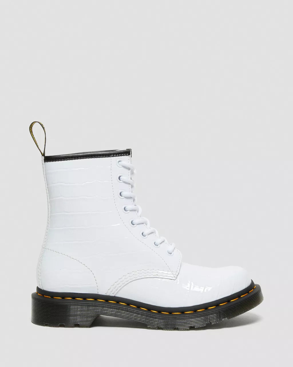 DR. MARTENS - Bottines 1460 CROC - Blanc vernies