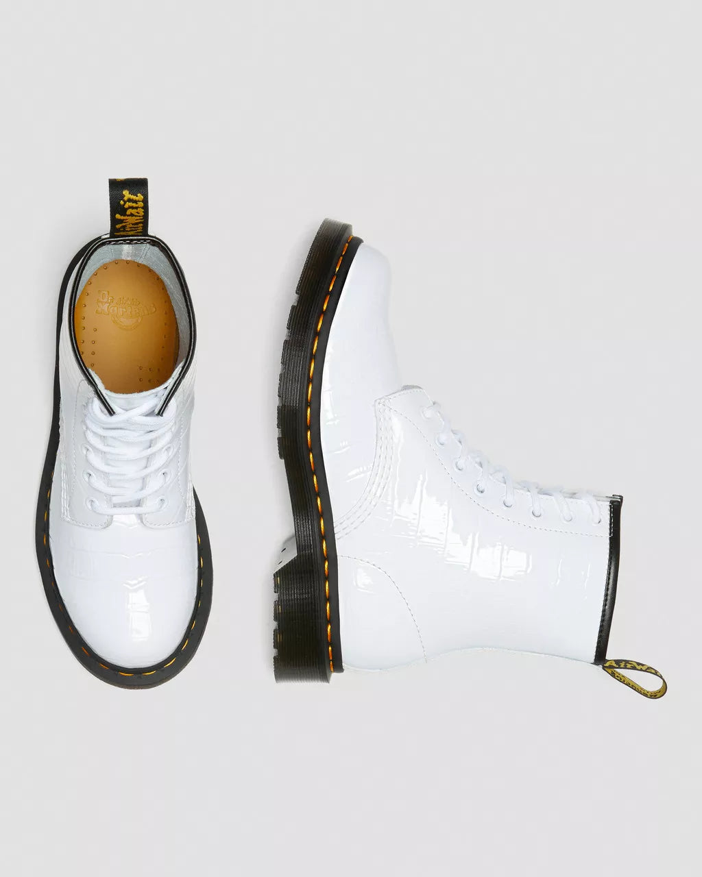 DR. MARTENS - Bottines 1460 CROC - Blanc vernies