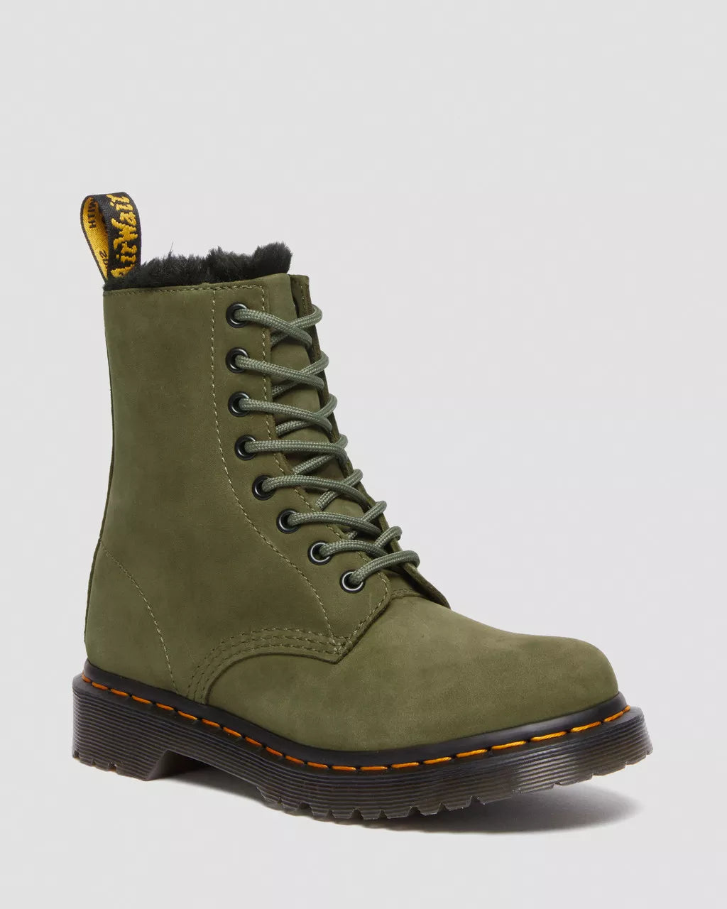 DR. MARTENS - Bottines 1460 SERENA - Cuir - Olive