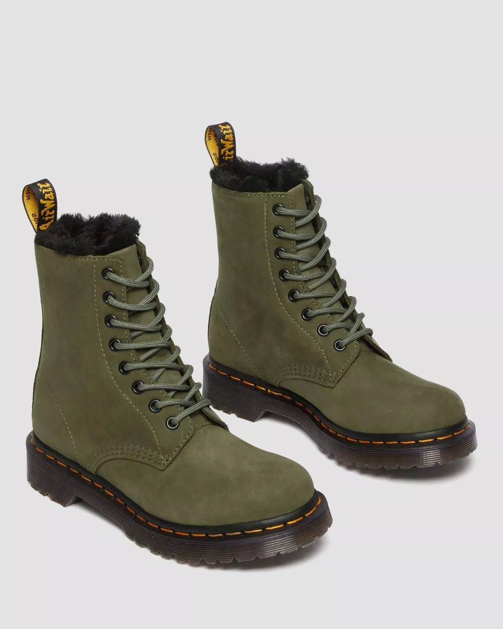 DR. MARTENS - Bottines 1460 SERENA - Cuir - Olive