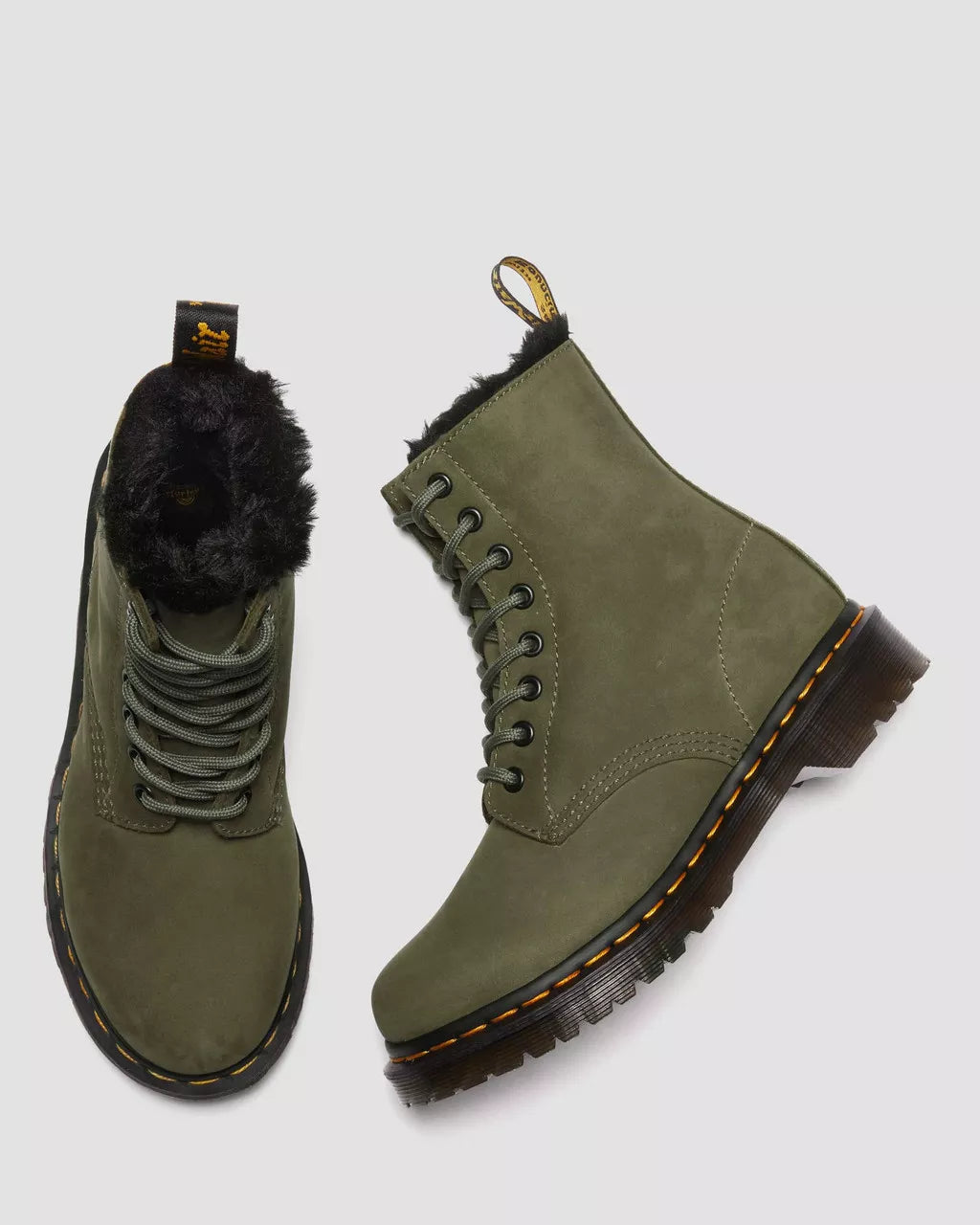 DR. MARTENS - Bottines 1460 SERENA - Cuir - Olive
