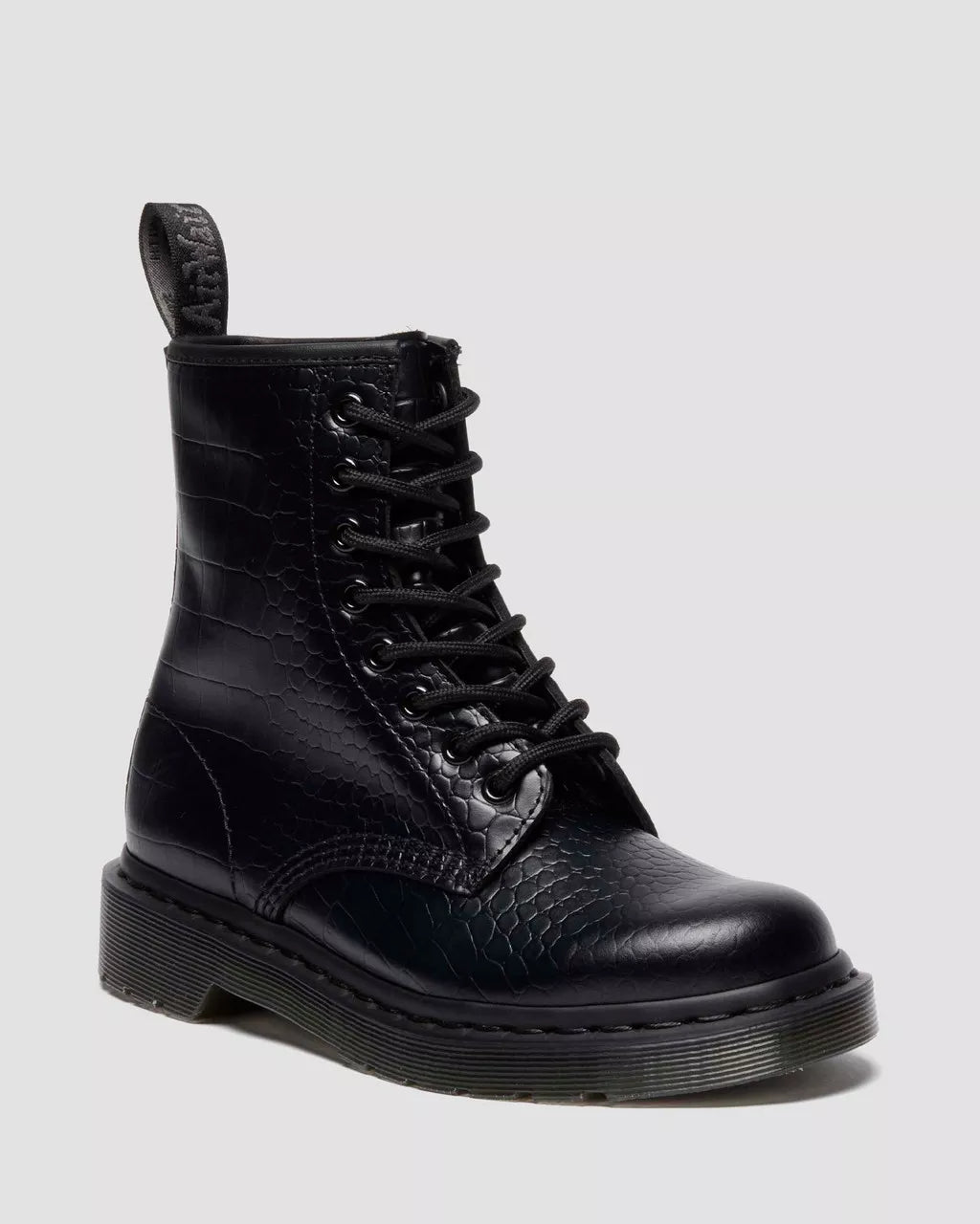 DR. MARTENS - Bottines 1460 Croco Monochrome - Noir