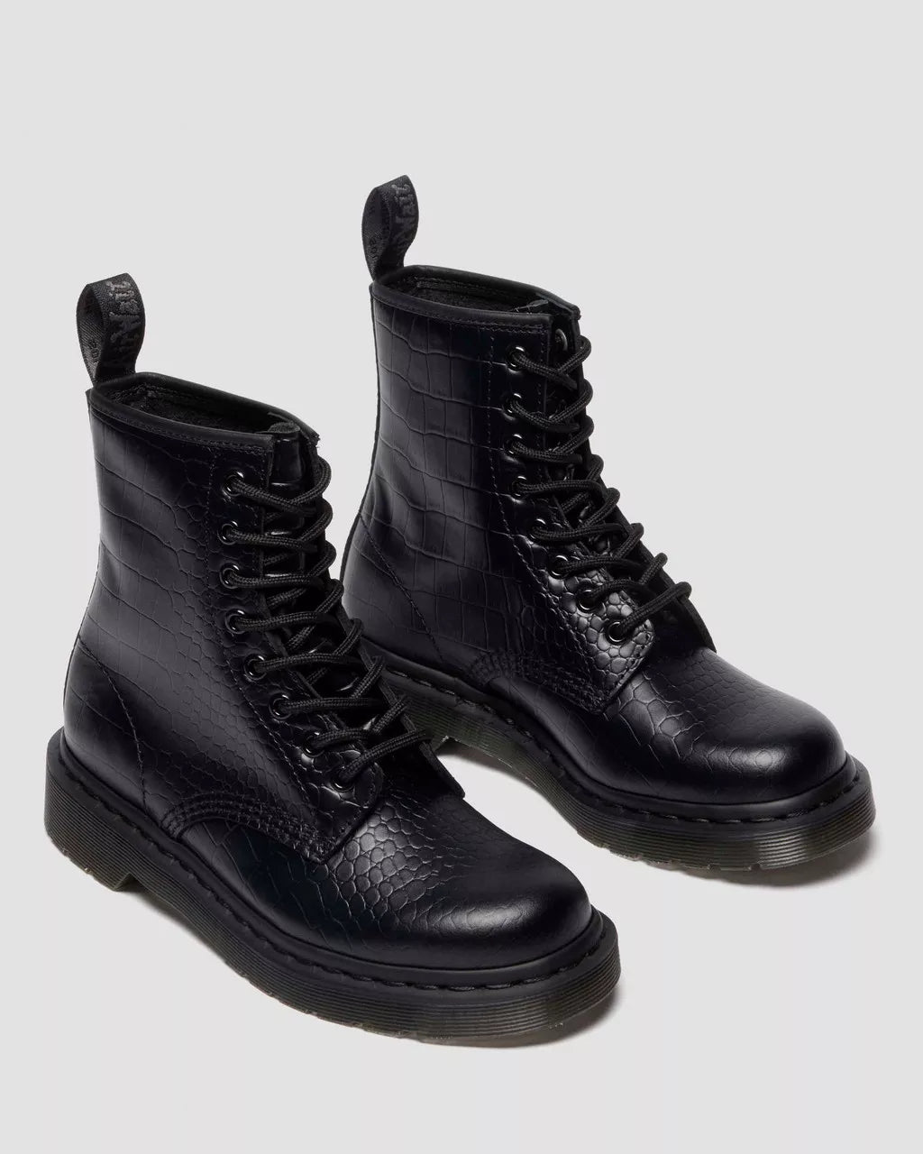 DR. MARTENS - Bottines 1460 Croco Monochrome - Noir