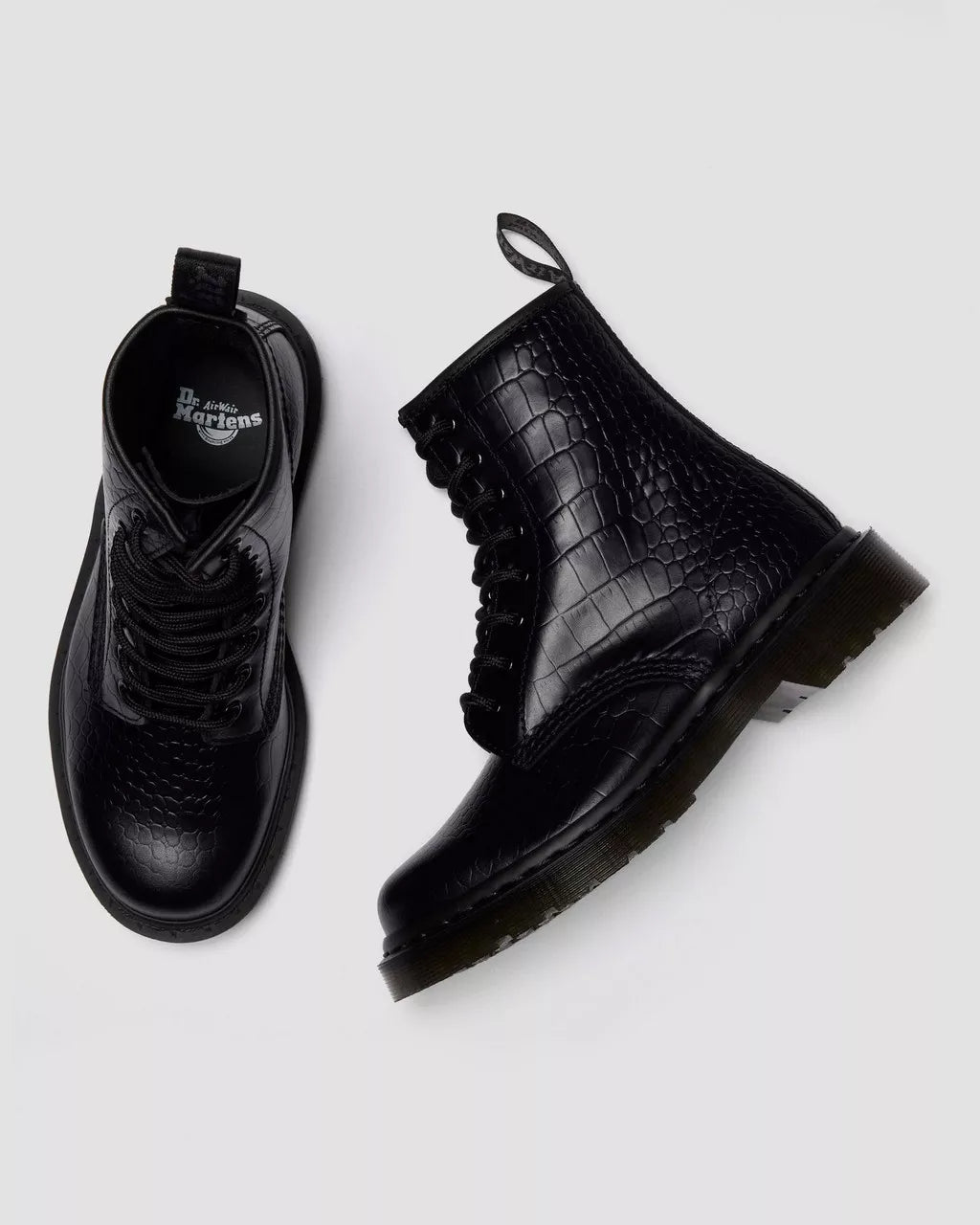 DR. MARTENS - Bottines 1460 Croco Monochrome - Noir