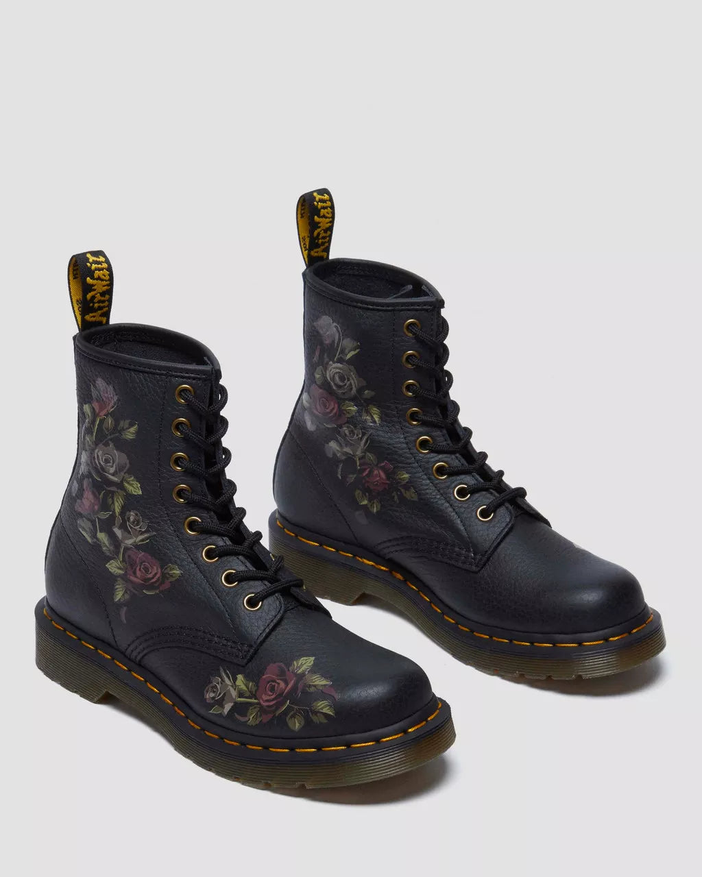 DR. MARTENS - Bottines 1460 DECAYED ROSES - Cuir - Noir