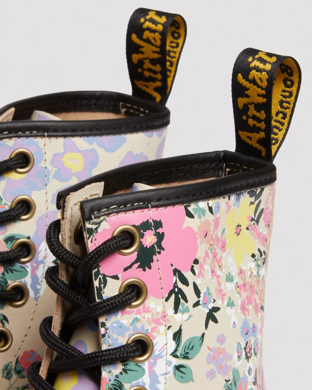 DR. MARTENS - Bottines 1460 FLORAL - Cuir - Beige multi