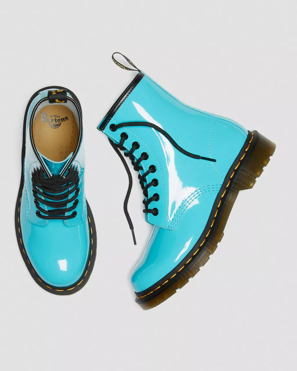 DR. MARTENS - Bottines 1460 vernies à lacets - Turquoise