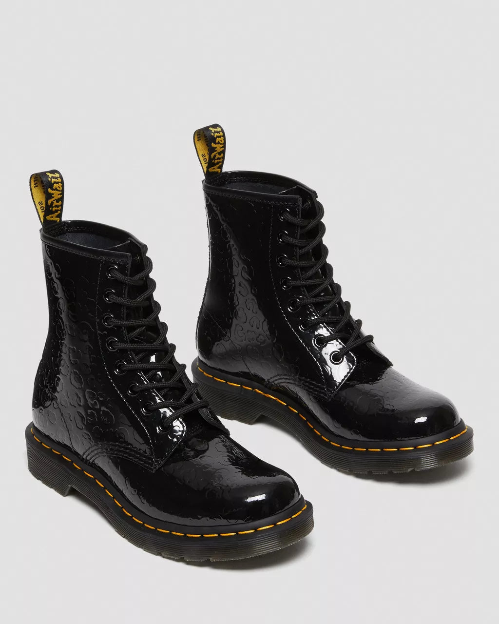 DR. MARTENS - Bottines 1460 LEOPARD  - Noir verni