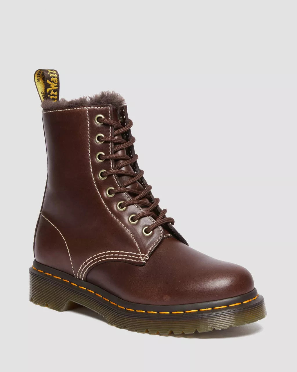 DR. MARTENS - Bottines 1460 SERENA - Cuir - Marron foncé