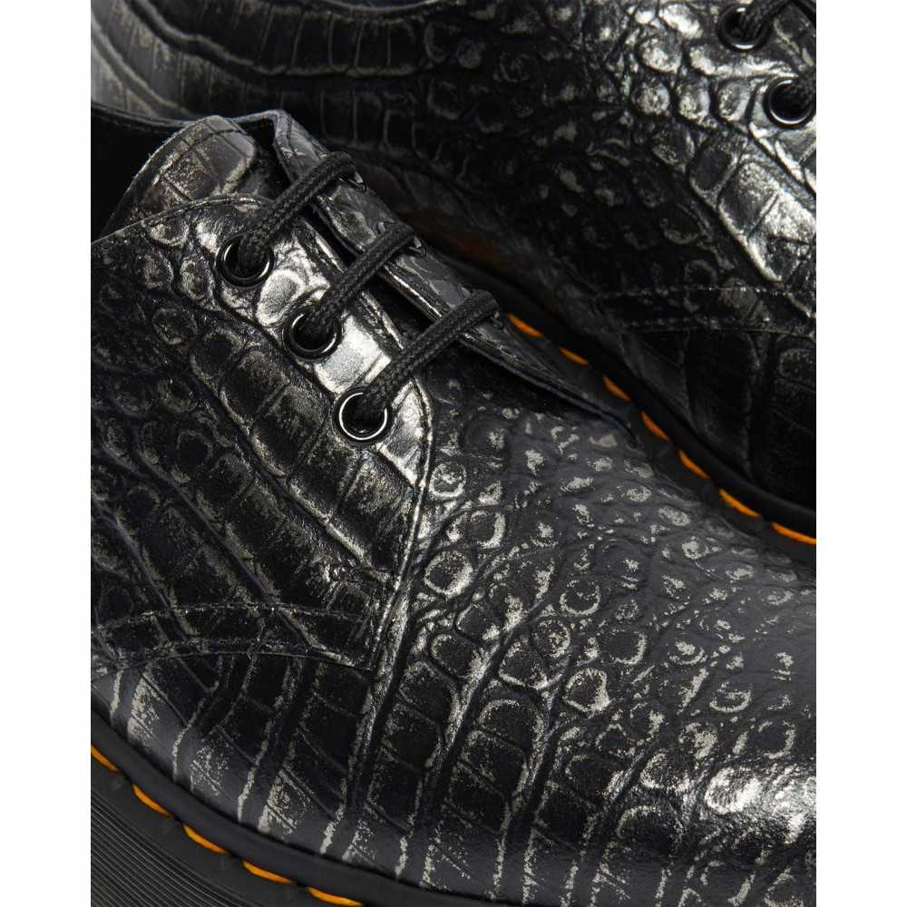 DR. MARTENS - Chaussures à lacets 1461 QUAD CROC - Gunmetal