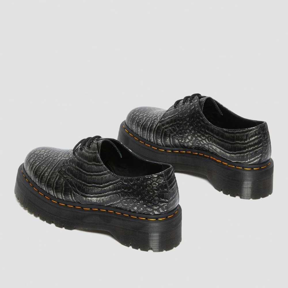 DR. MARTENS - Chaussures à lacets 1461 QUAD CROC - Gunmetal