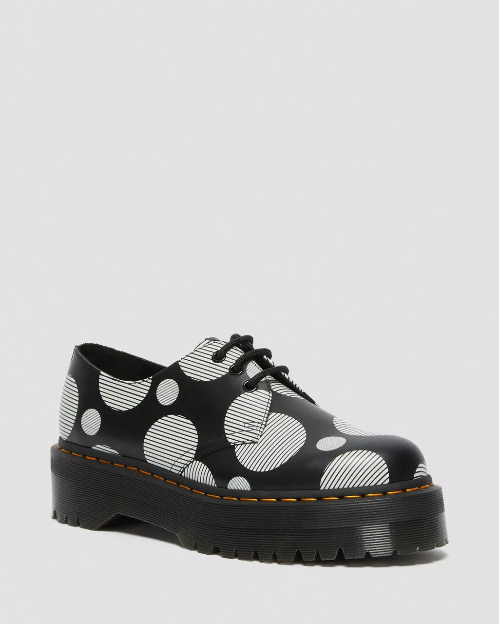 DR. MARTENS - Chaussures à lacets 1461 QUAD POLKA DOT - Noir et blanc