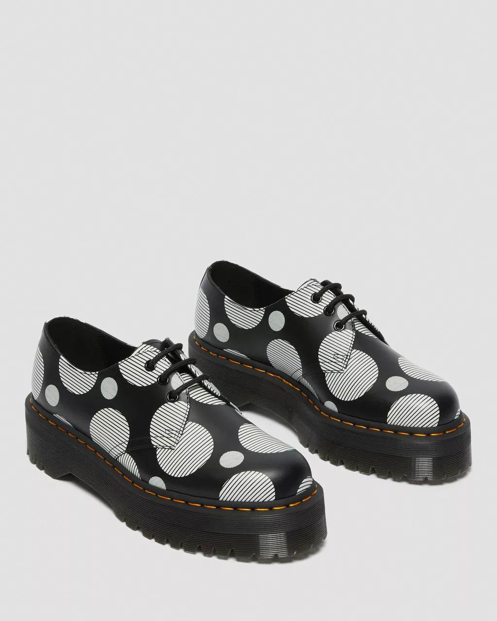 DR. MARTENS - Chaussures à lacets 1461 QUAD POLKA DOT - Noir et blanc
