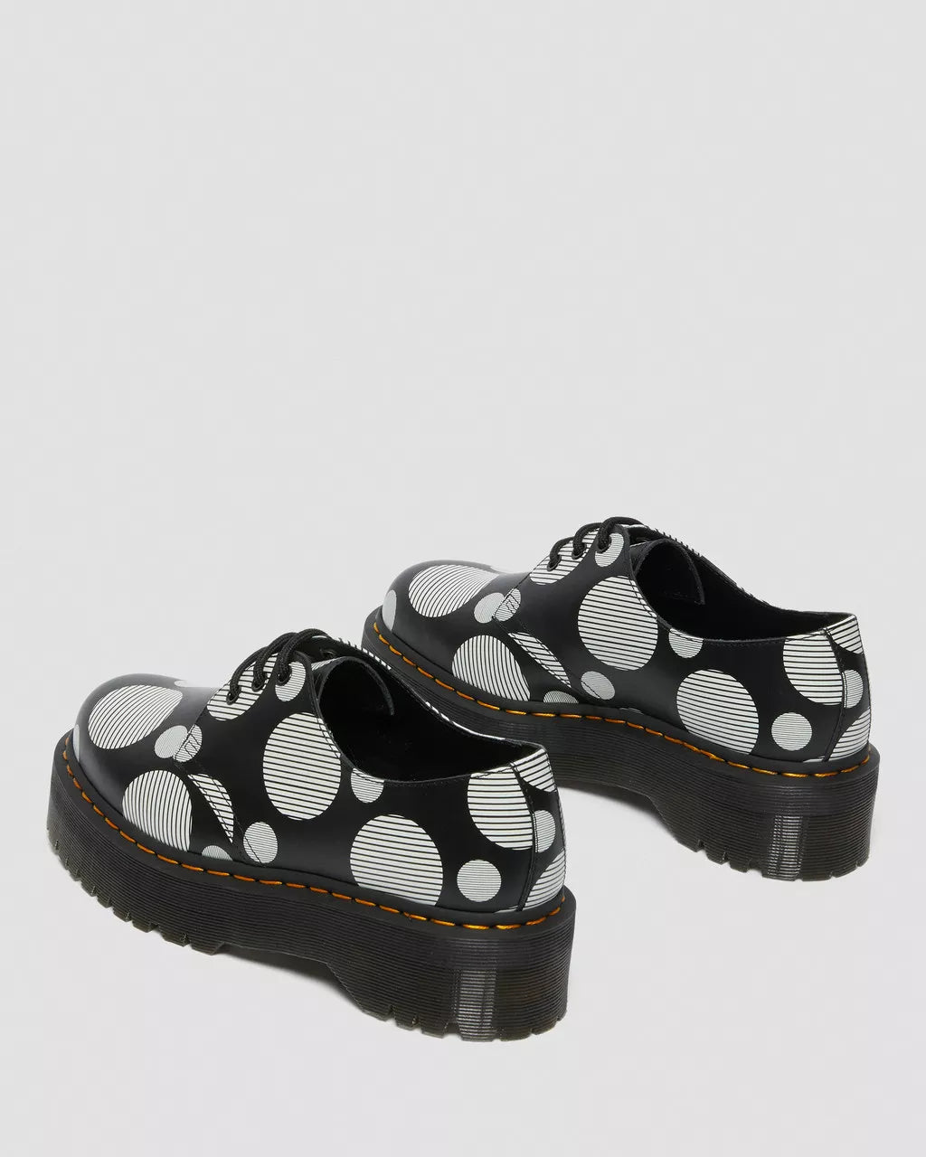 DR. MARTENS - Chaussures à lacets 1461 QUAD POLKA DOT - Noir et blanc