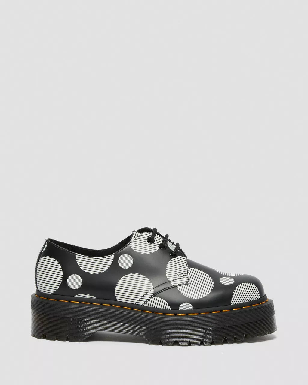 DR. MARTENS - Chaussures à lacets 1461 QUAD POLKA DOT - Noir et blanc