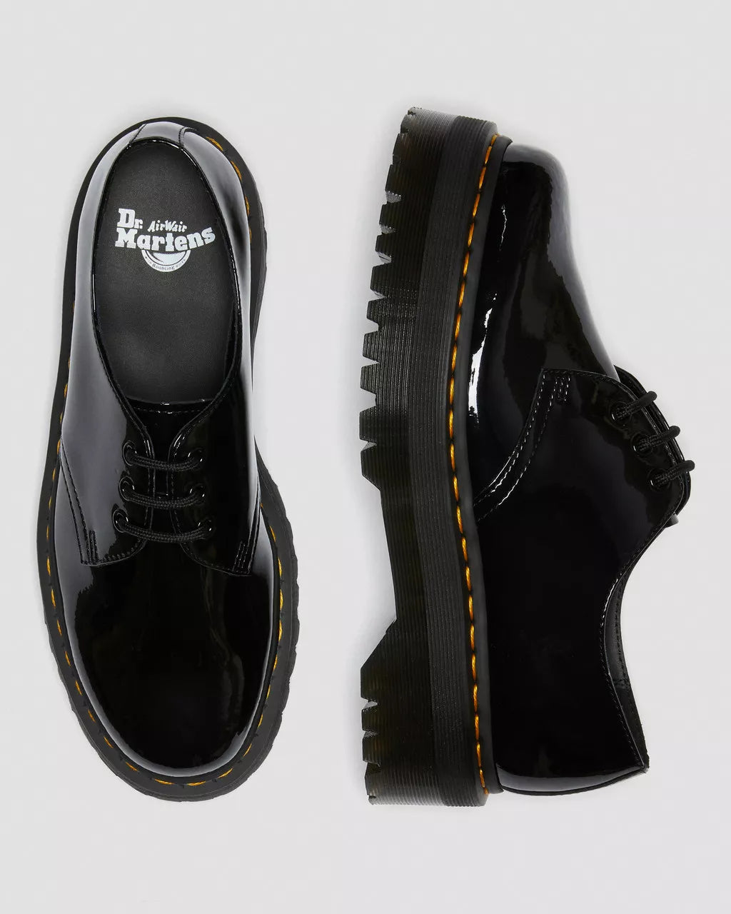 DR. MARTENS - Chaussures à lacets 1461 QUAD - Noir verni