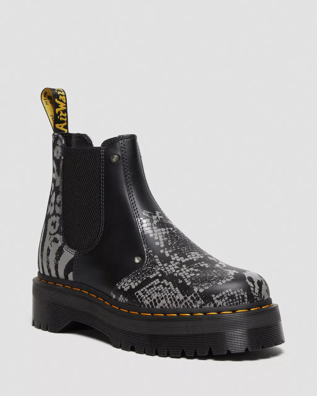 DR. MARTENS - Bottines 2976 QUAD ANIMAL - Noir/gris