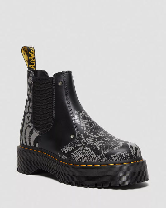 DR. MARTENS - Bottines 2976 QUAD ANIMAL - Noir/gris