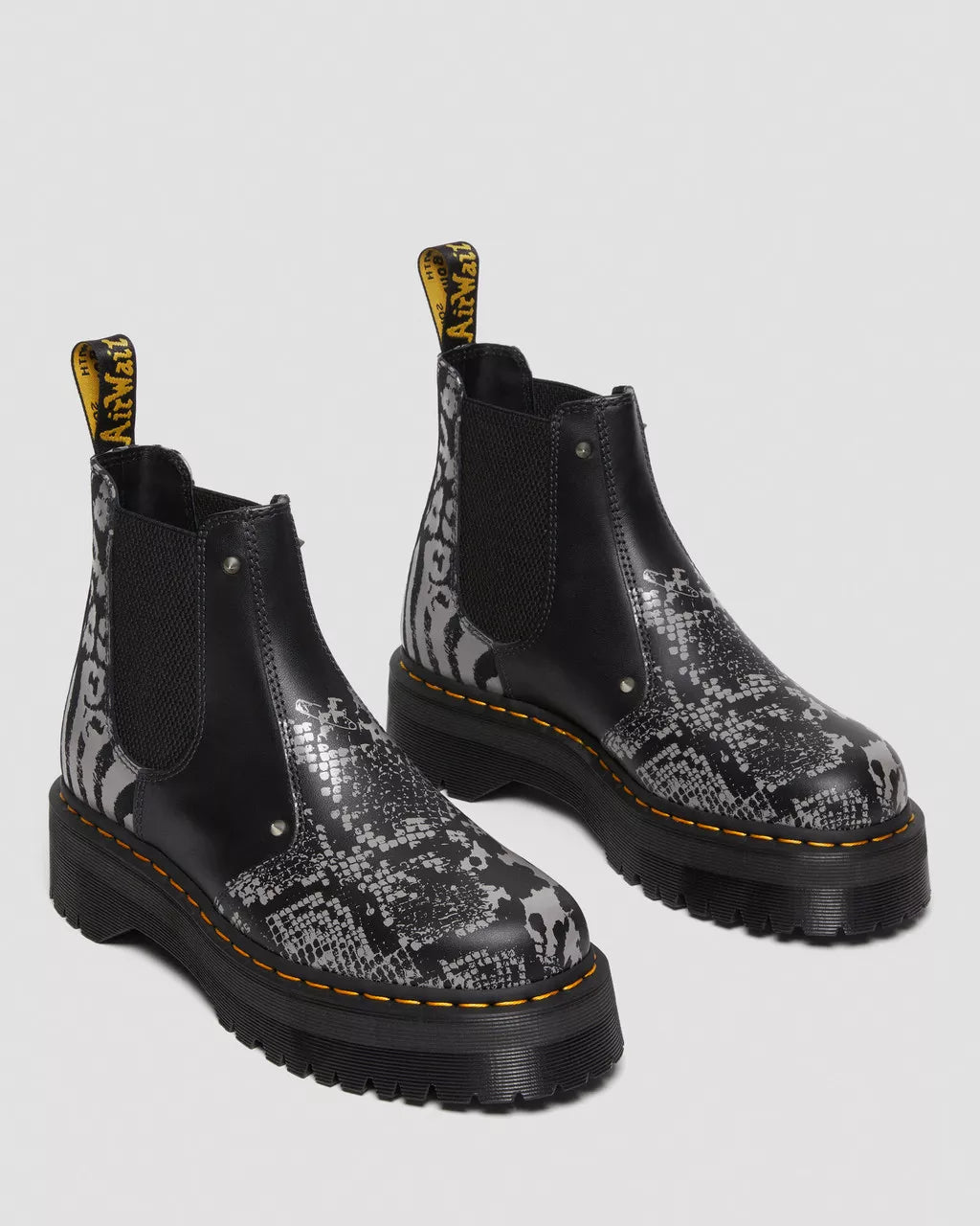 DR. MARTENS - Bottines 2976 QUAD ANIMAL - Noir/gris