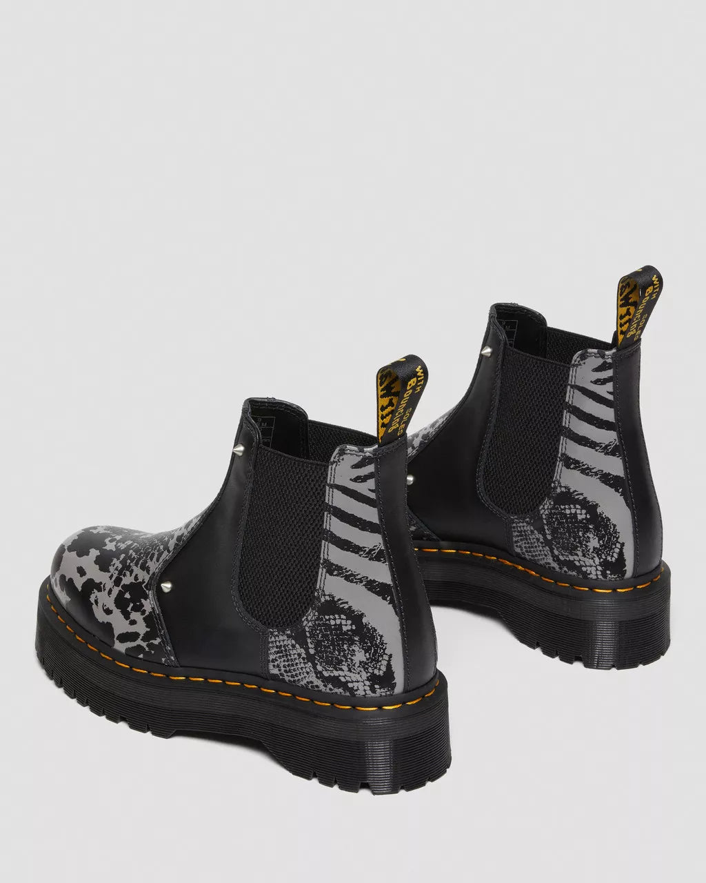 DR. MARTENS - Bottines 2976 QUAD ANIMAL - Noir/gris