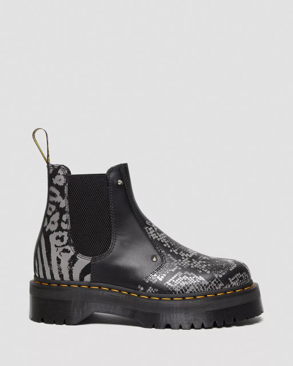DR. MARTENS - Bottines 2976 QUAD ANIMAL - Noir/gris