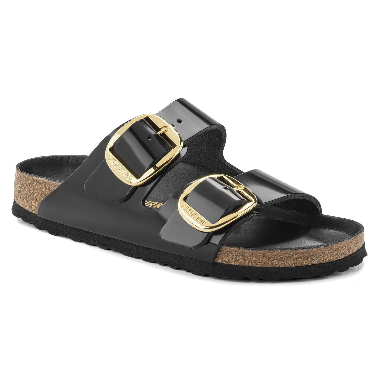 BIRKENSTOCK - Sandale ARIZONA - Grosse boucle doré - Cuir naturel vernis - Noir