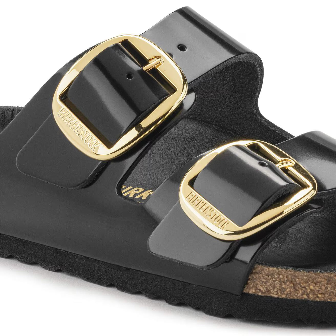 BIRKENSTOCK - Sandale ARIZONA - Grosse boucle doré - Cuir naturel vernis - Noir