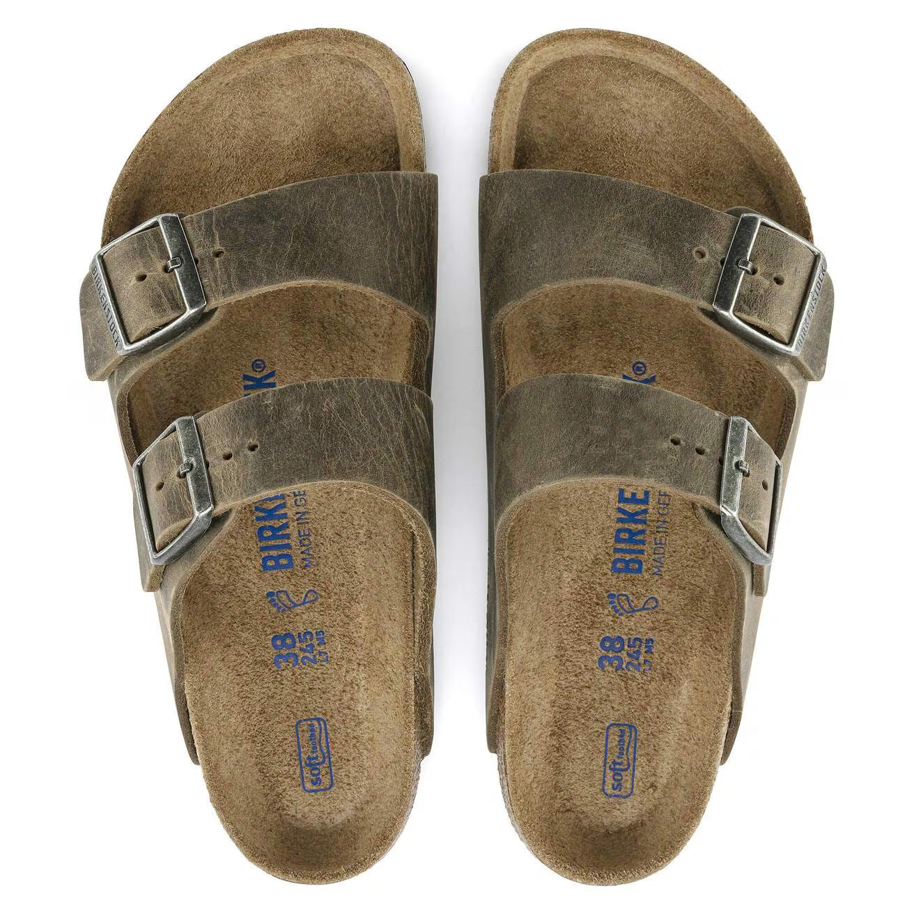 BIRKENSTOCK - Sandale ARIZONA - Lit de pied souple - Cuir huilé - Faded khaki