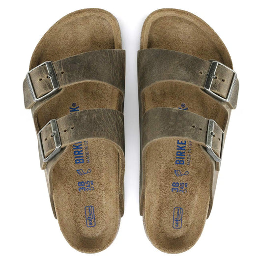 BIRKENSTOCK - Sandale ARIZONA - Lit de pied souple - Cuir huilé - Faded khaki