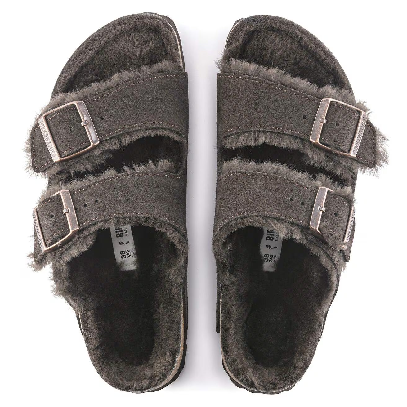 BIRKENSTOCK - Sandale ARIZONA Suède - Fourrure d'angeau - Mocca