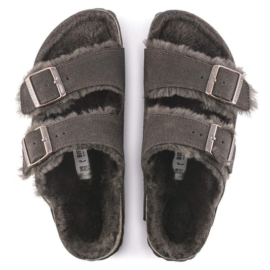 BIRKENSTOCK - Sandale ARIZONA Suède - Fourrure d'angeau - Mocca