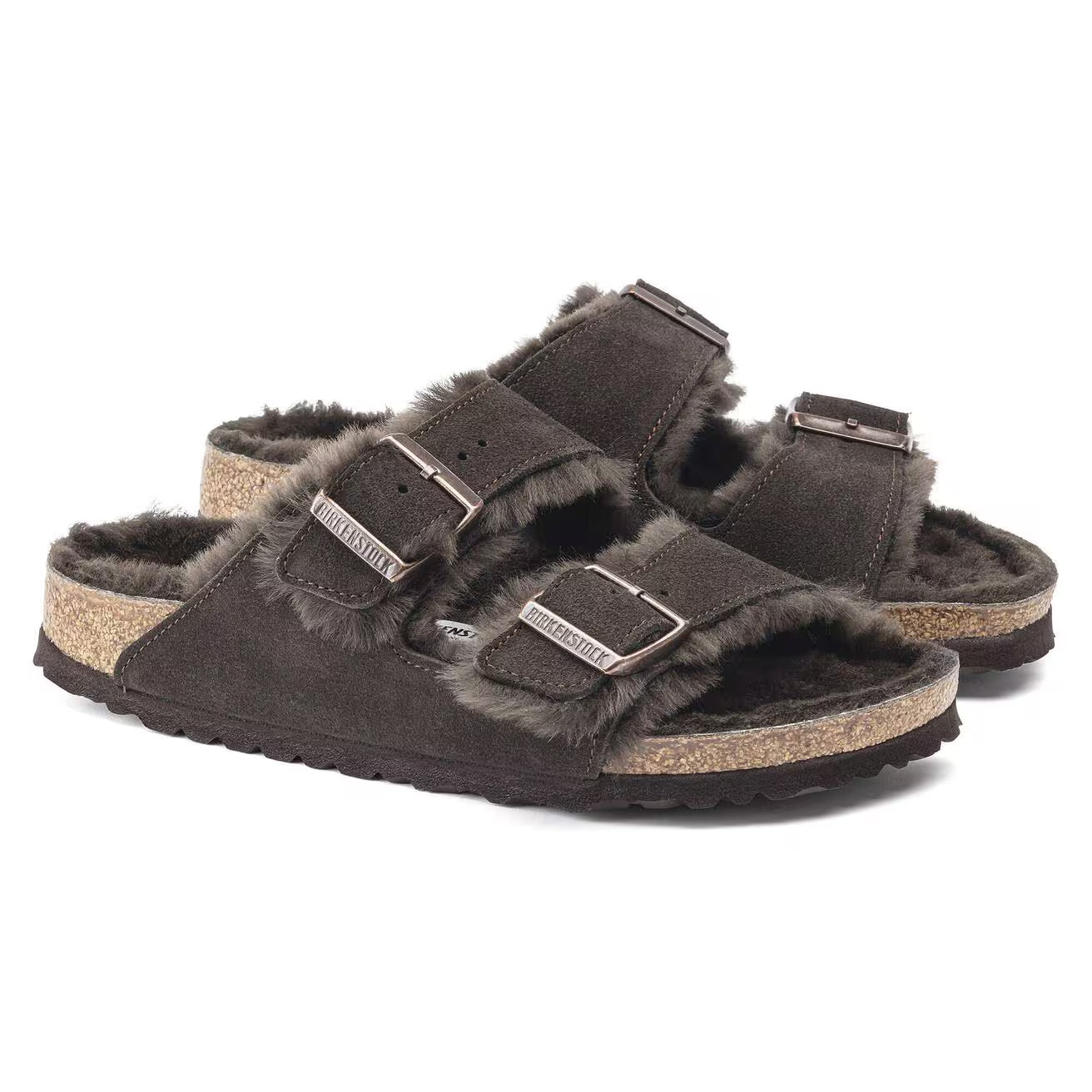 BIRKENSTOCK - Sandale ARIZONA Suède - Fourrure d'angeau - Mocca