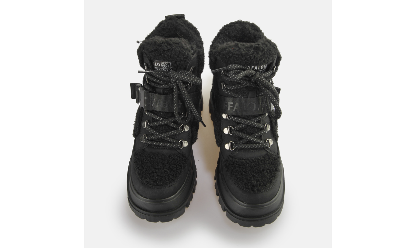 BUFFALO - Bottines plateformes ASPHA COM MID WARM - Vegan - Noir