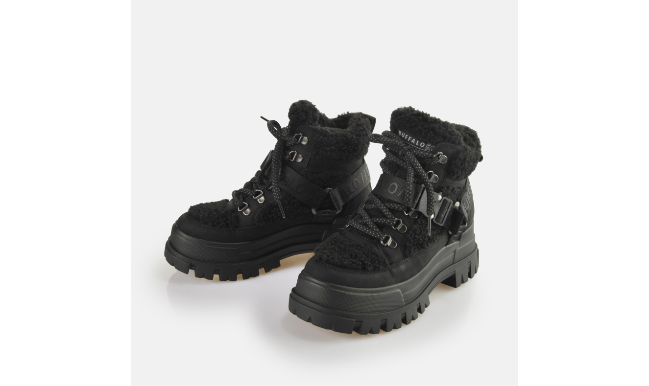 BUFFALO - Bottines plateformes ASPHA COM MID WARM - Vegan - Noir