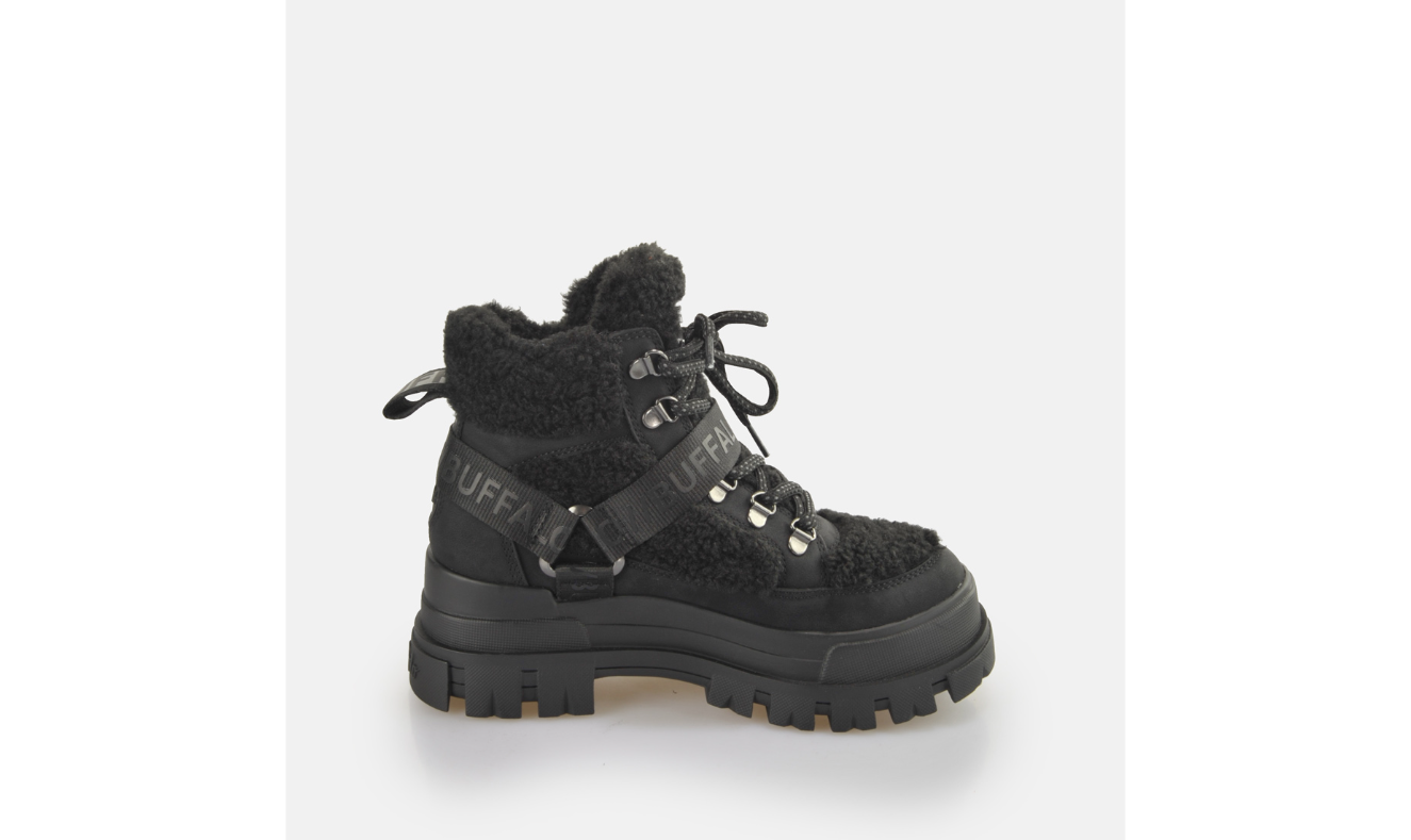 BUFFALO - Bottines plateformes ASPHA COM MID WARM - Vegan - Noir