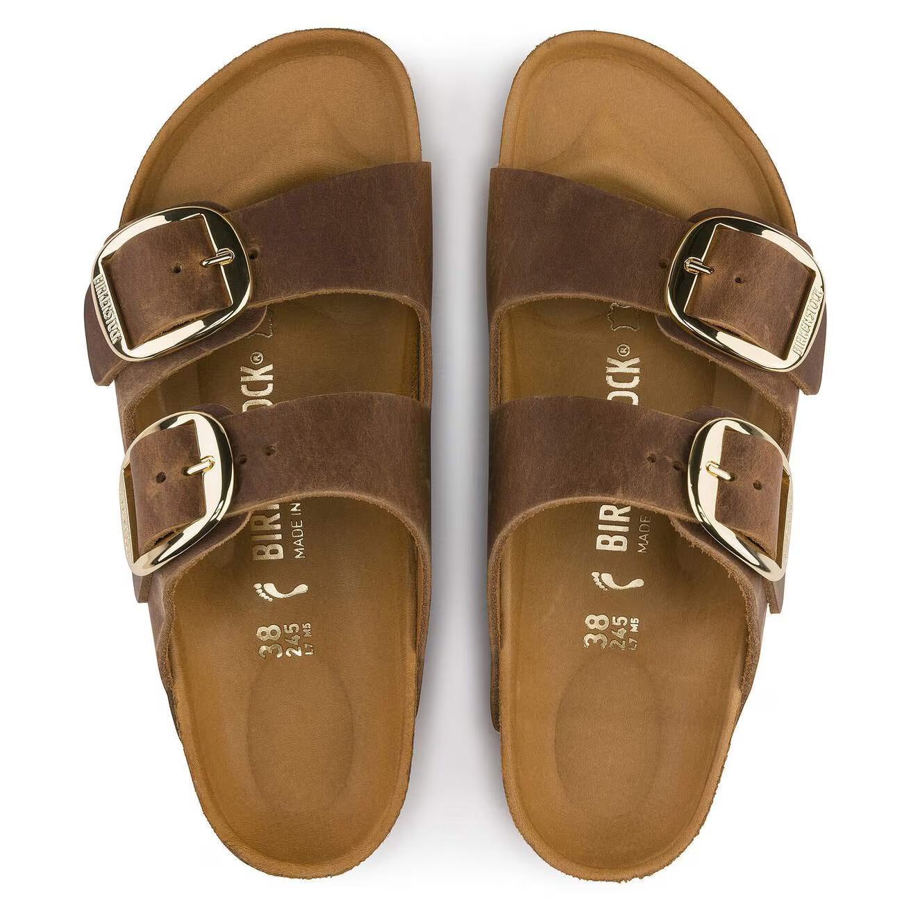 BIRKENSTOCK - Sandale ARIZONA - Grosse boucle - Cuir huilé - Cognac